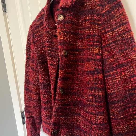 Requirements Burgundy Textured Blazer Jacket Size 12 Fall Layering - Picture 2 of 4